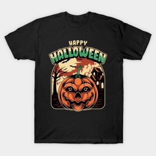 Halloween pumpkin and haunted house T-Shirt